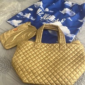 MZ Wallace Gold Metallic Medium Metro Tote